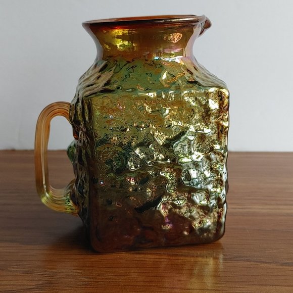 Vintage Pilgrim Glass Carnival/Art Glass Cream Pitcher "Nugget" Pattern - Picture 1 of 9